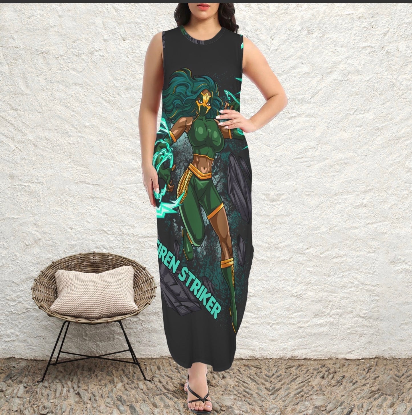 Siren Striker Round Neck Pocket Maxi Dress