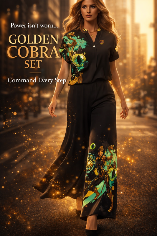 GOLDEN COBRA SPLIT V-NECK BLOUSE