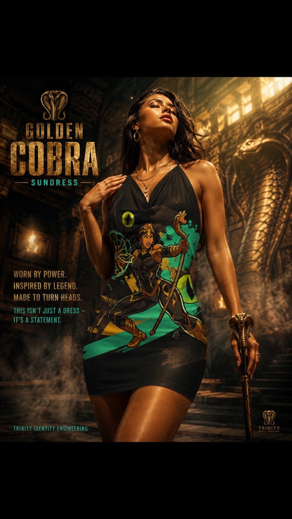 Golden Cobra Backless Halterneck Party Dress