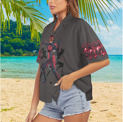 Crimson Panther Casual Tie-Front Button Down Blouse Shirt