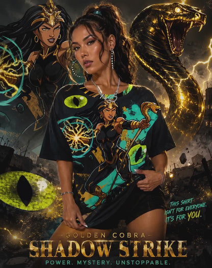 Golden Cobra Shadow Strike Round Neck T-Shirt
