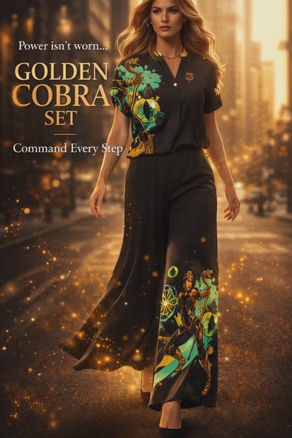 GOLDEN COBRA SPLIT V-NECK BLOUSE