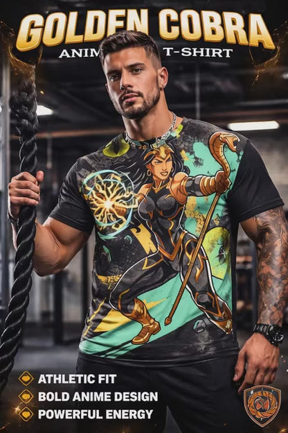Golden Cobra Anime T-Shirt - Men’s Power Graphic Tee